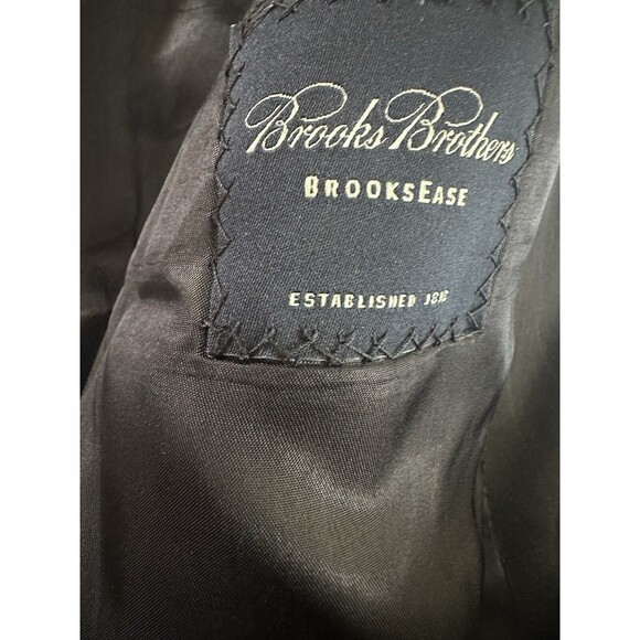 VTG Brooks Brothers Blazer 50L Black Wool Sport Coat Suit Jacket Brooksease flaw - Picture 15 of 15